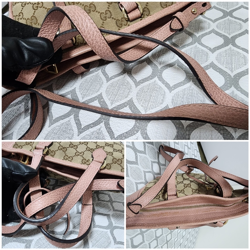 Gucci Small GG Canvas Bree satchel Bag Beige/Pink - Picture 10 of 14